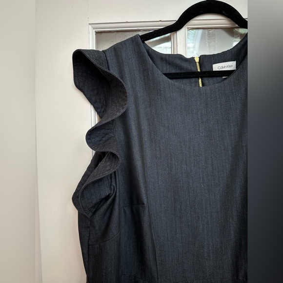 Calvin Klein Denim Flutter Sleeve Jumpsuit Navy Women’s Plus Size 18W Wide Leg - Picture 7 of 16